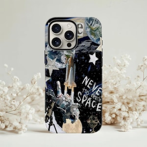 Astronaut Space Collage Phone Case, Galaxy Rocket Star Sky iPhone Case, Cosmic Art Cover for iPhone 15 14 13 12 Pro Max, Samsung S25