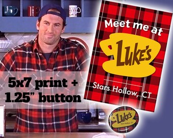 Luke’s Diner Gilmore Girls print & button duo