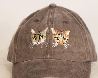 Custom Embroidered Pet Portrait Hat Using Pet Photo,Custom Dog & Cat Pet Baseball Cap with name, Cat Mom Hat,Gift For Dog Lover  F1030