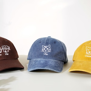 Custom Pet Outline Hat, Personalized Embroidered Dog Hat, Hat with Pet Photo, Custom Cat Hat, Pet Memorial Gift ,Dog Mom Hat,Pet Lover Gift