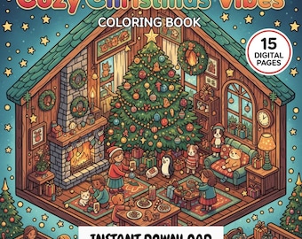 Libro para colorear navideño acogedor: escenas de casas navideñas (PDF)