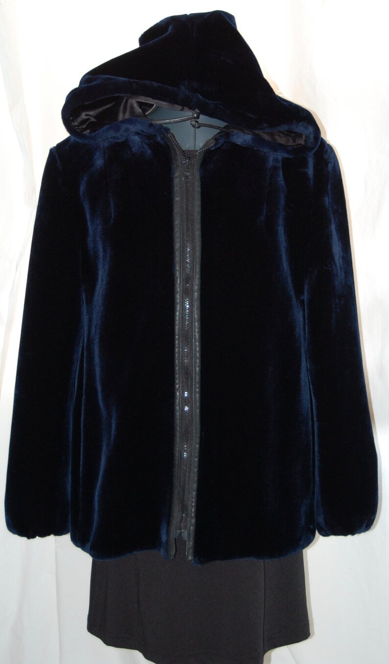 midnight blue fur coat