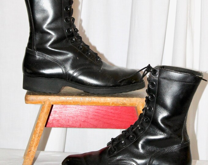 Vintage Military Combat Boots Black Endicott Johnson Jump Etsy