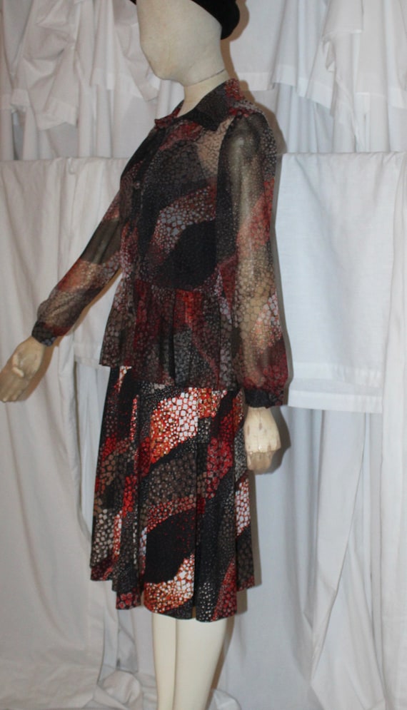 Vintage two piece disco dress, sheer peplum jacket