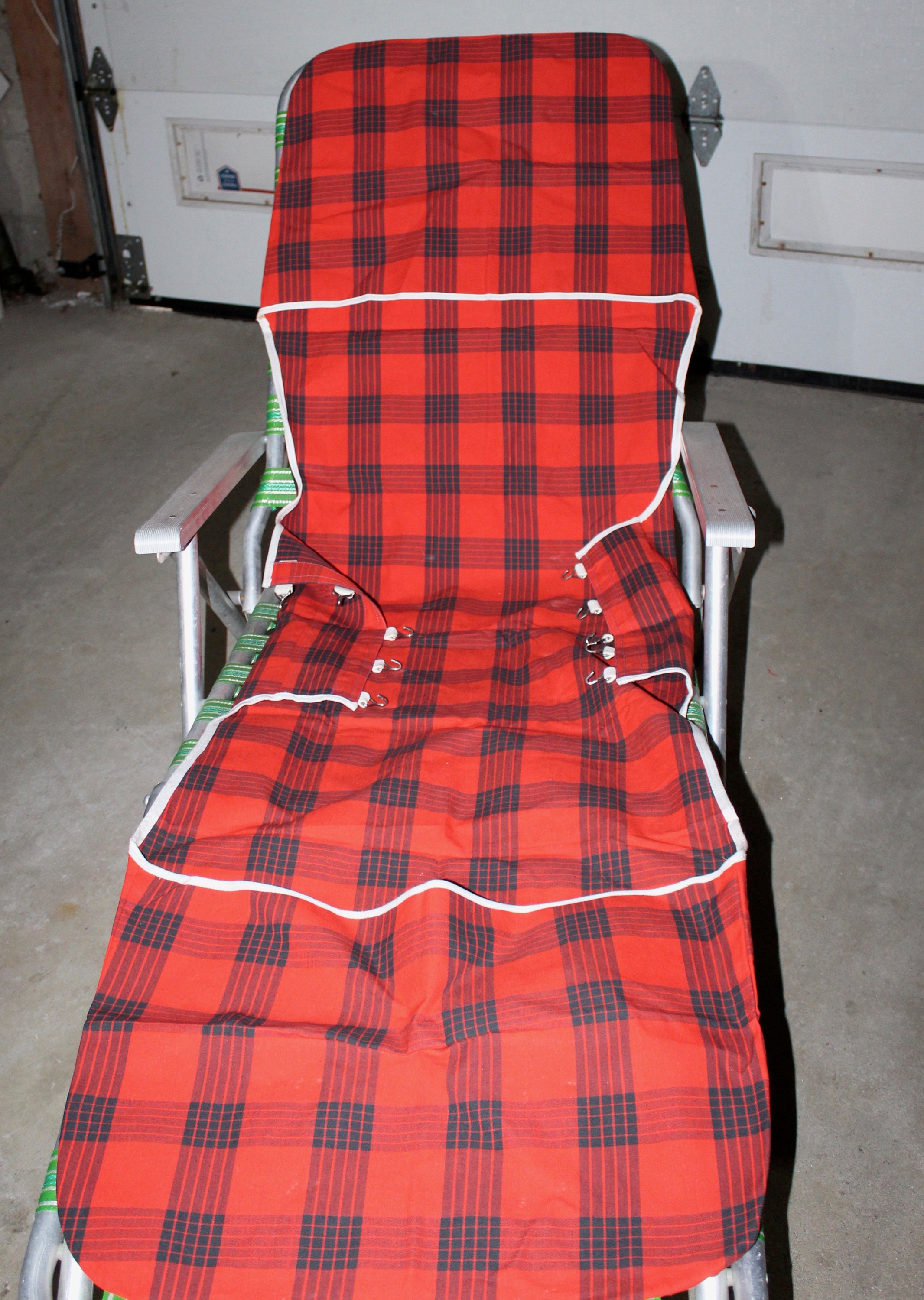 Vintage 60s deck chair cover slip cover mcm buffalo plaid Etsy