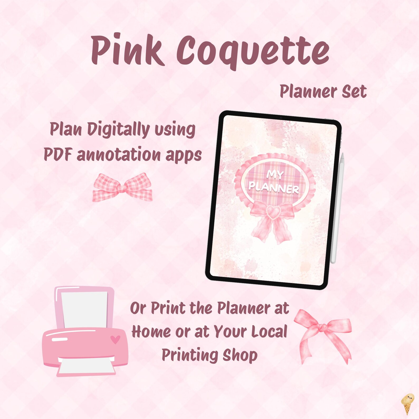 Pink Coquette Planner Set | Cute Aesthetic Digital & Printable PDF | A4 ...