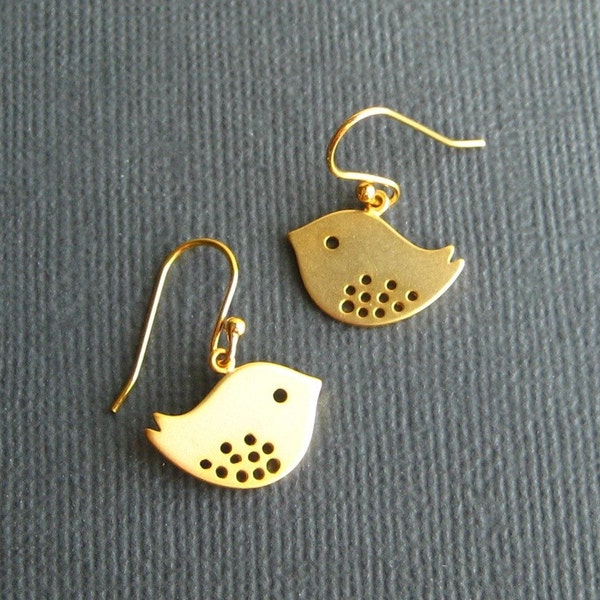 sweet love bird 14K gold earrings
