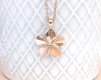 Cremation Urn Necklace - Flower Pendant, Wing Necklace, Ash Holder, Pet Memorial, Sympathy Gift, Stainless Steel, Rose Gold  / free shipping