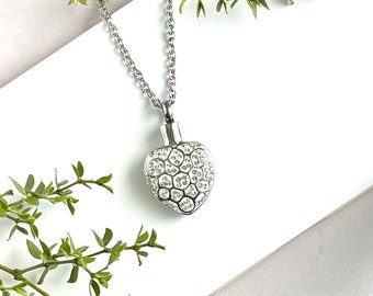 Cremation Urn Heart Necklace - Crystal Pendant, Sympathy Gift, Remembrance Jewelry / free shipping
