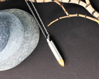 Cremation Urn Necklace - Stainless Steel, Bullet Jewelry, Urn Pendant, Cremation Jewelry, Memorial Gift, Veteran Gift