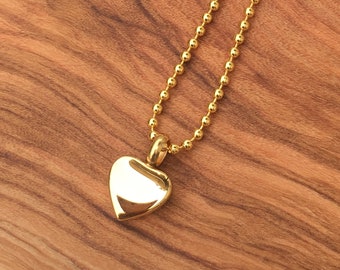 Cremation Urn Pendant - Gold Heart Necklace, Tiny Heart Pendant, Cremation Jewelry, Delicate / free shipping