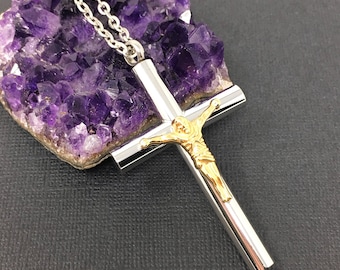 Cremation Urn Necklace - Cross Necklace, Crucifix, Ash Holder, Urn Pendant, Cremation Jewelry, Remembrance Jewelry / free shipping