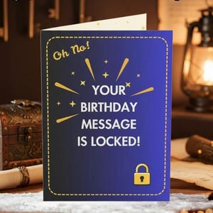 Tarjeta de cumpleaños imprimible tipo Escape Room con pistas para resolver – Tarjeta de cumpleaños interactiva con rompecabezas para niños, adolescentes y adultos – Divertida actividad de cumpleaños