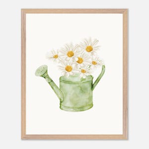 Framed April Birth Flower Print – Daisy Watercolor Wall Art, Botanical Birth Month Flower Poster, Nature-Inspired Floral Home Decor