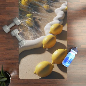 Yoga Mat, Lemon Beach Design, Workout Mat, Exercise Gear, Fitness Accessories, Lemon Lover Gift