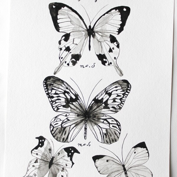 SALE Butterfly Art- Lepidoptera Study Original Watercolor Painting by Sarah Storm