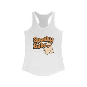 Spooky Babe Racerback Tank Top | Halloween Shirt, Women&#39;s Casual Tank, Ghost Shirt, Cute Summer Top, Gifts for Her
