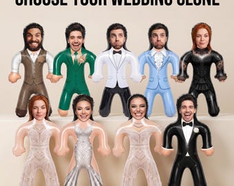 Bambola Gonfiabile Personalizzata per Matrimonio di Destinazione, Divertente Accessorio Photo Booth e Sostituto per Invitati