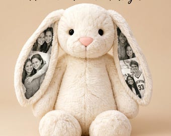 Benutzerdefinierte Foto Bunny Plüsch Versteckte Ohr Bild Kaninchen Mutter Jahrestag Jahrestag Spielzeug