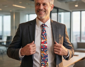 Custom Face Super Dad Necktie Personalized Hero Tie Fathers Gift For Him Birthday Present Novelty