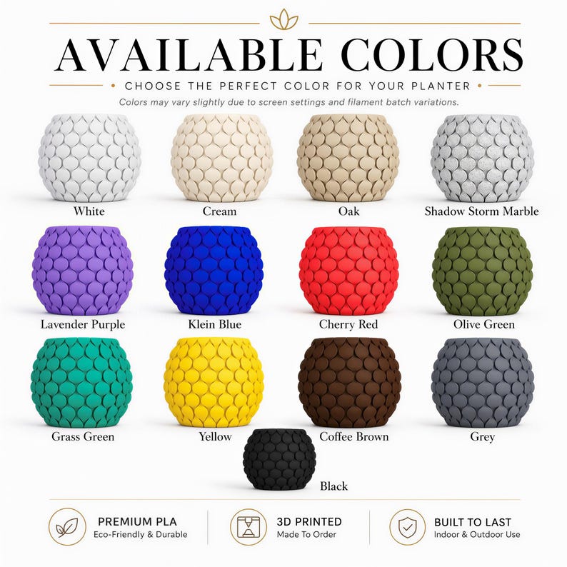 a variety of color options for a vase