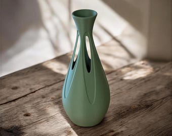 3D Printed Mid Century Vase, Modern Retro Home Decor for Dried and Faux Flowers