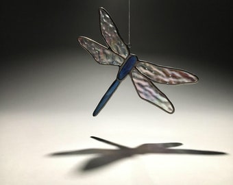 Blue/Purple/Green Mix Stained Glass Dragonfly Suncatcher