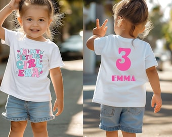 Personalized Birthday Girl Era Shirt, Custom Kids Tee, Back Personalized with  Age Shirt