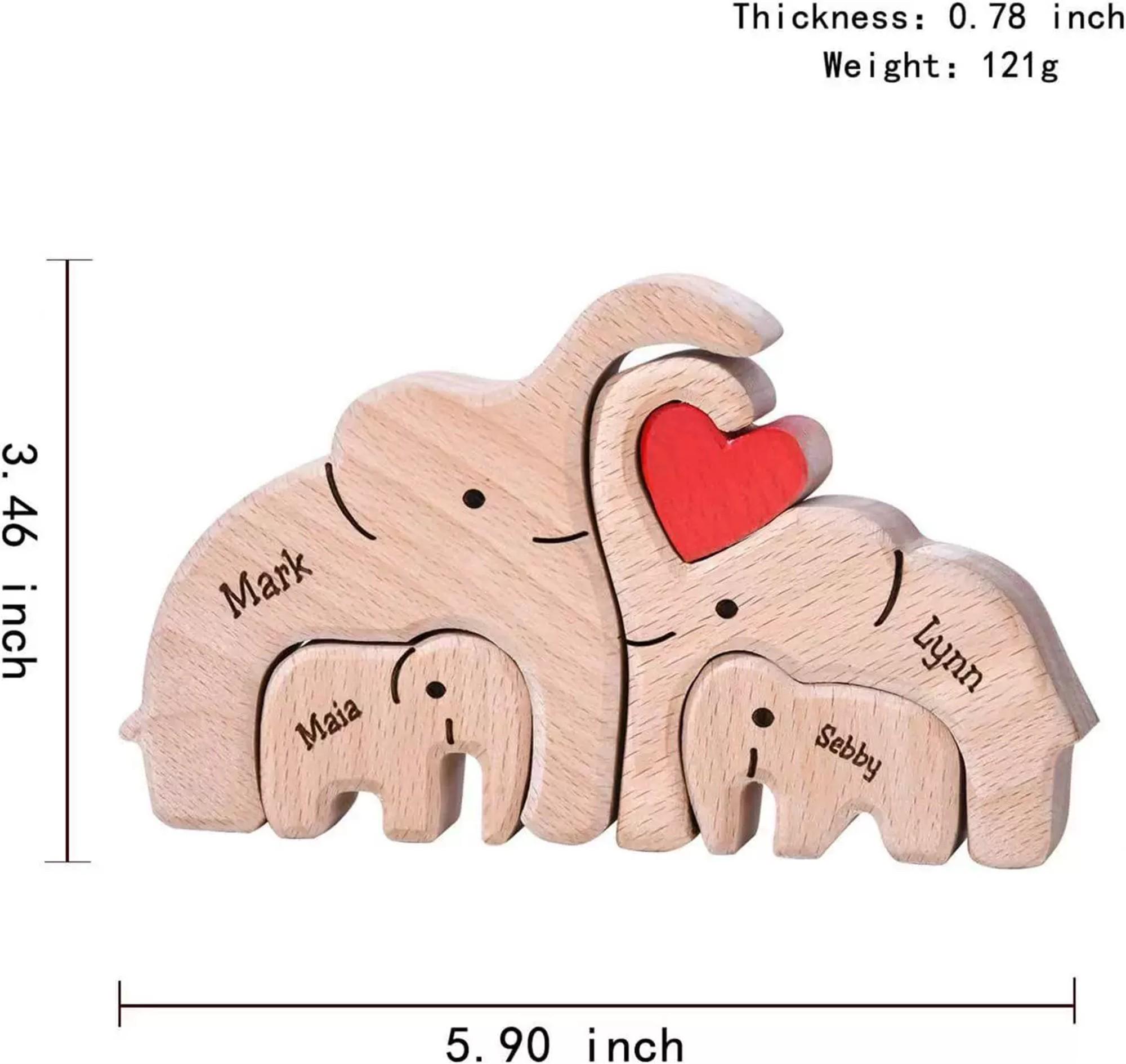 Custom Engraved Wooden Elephant Family Puzzle | Personalized Gift - Etsy