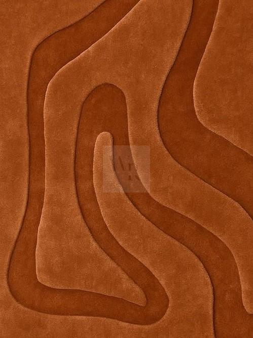 Hand Tufted Rust Layered Rug, Modern Abstract Wool Carpet, Designer Custom Area Mat, Statement Accent for Living Room, Unique Organic