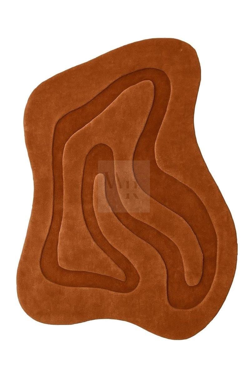 Hand Tufted Rust Layered Rug, Modern Abstract Wool Carpet, Designer Custom Area Mat, Statement Accent for Living Room, Unique Organic