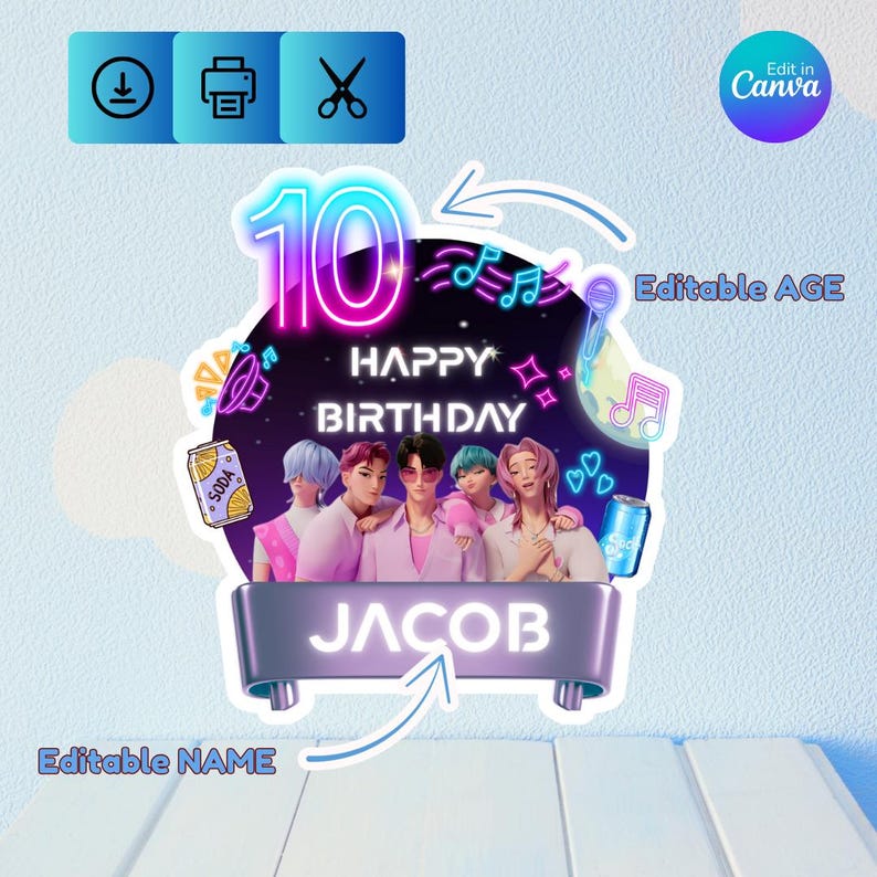 Kit Décoration Fête D'anniversaire Kpop - Banderoles Et Ballons à Tirer - Pour Fans, Enfants - Thème D-Demon H-Hunters