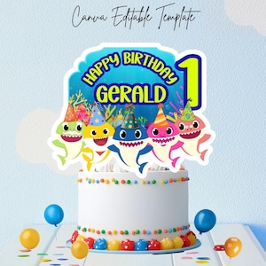 Baby Shark Birthday Cake Topper | Printable Party Decoration | Digital Download | Kids Birthday Party Decor | Instant Download| DIY Digital