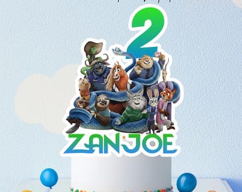 Zootopia Birthday Cake Topper Printable, Personalized Party Decor (Digital Download)