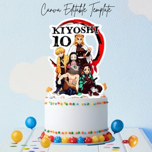 Demon Slayer Cake Topper | Printable Anime Birthday Party Decor | Digital Download | Printable  | Digital File | Kids Birthday Printable
