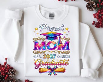 Mamá orgullosa, graduada universitaria de 2027 PNG: Diseño de graduación de la promoción de 2027 (descarga digital)