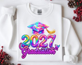 Formatura 2027 PNG | Grafite colorido para o último ano do Ensino Médio (Download digital)