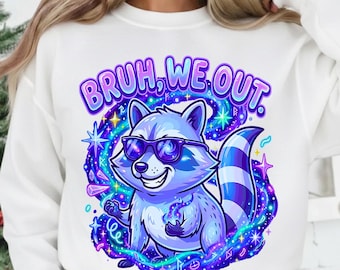 Bruh wir raus, Waschbär PNG, lustiges Lehrer-Letzter-Tag-Schule-Design (Digitaler Download)