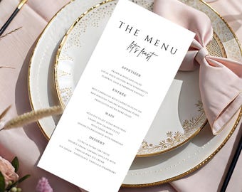 Digital Wedding Menu Template – Printable Editable Canva Event Invitation Card