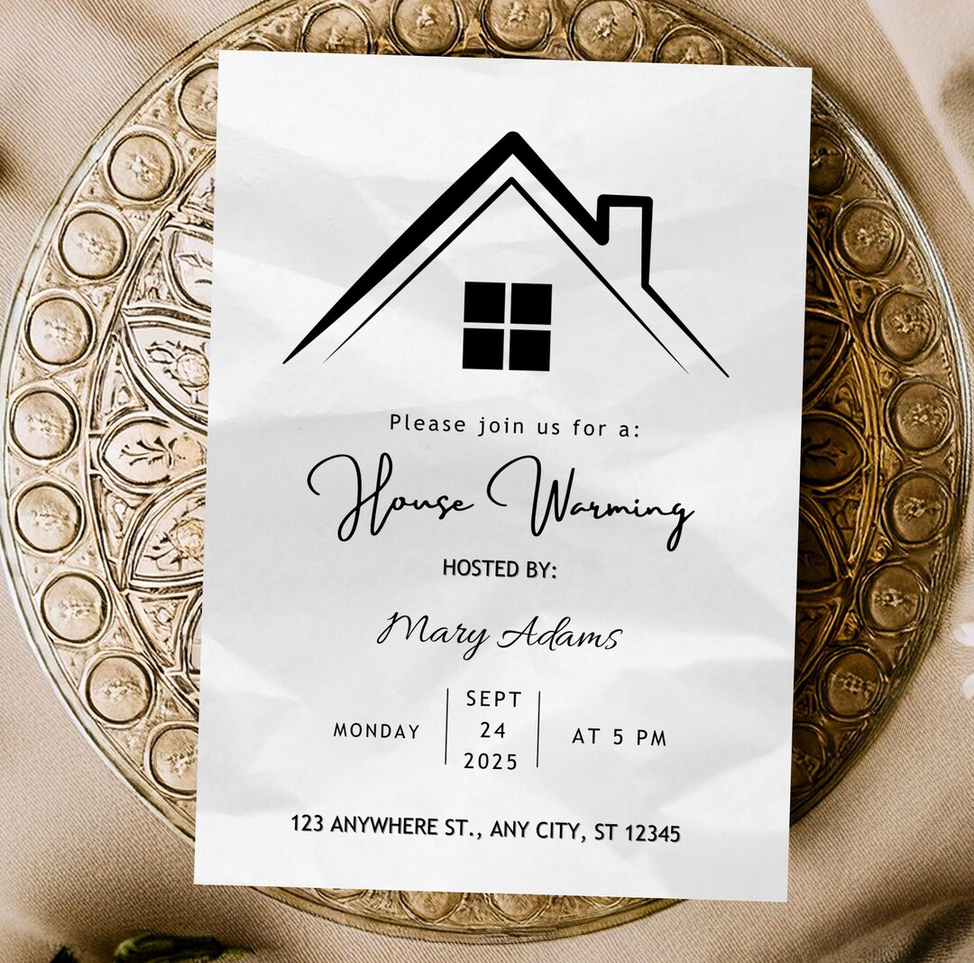 Editable Housewarming Invitation, Black White House Warming Party ...