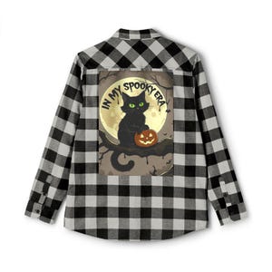 Feline Fun Flannel | Spooky Cat Shirt for Halloween, Unisex Fall Top, Casual Layering Must-Have