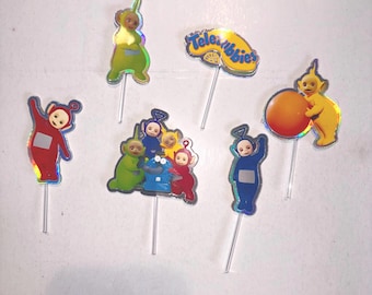 Teletubbies Cupcake Toppers, Teletubbies Birthday Cupcake Decorations, Kids Birthday Party Cupcake Toppers, Teletubbies Party Decor