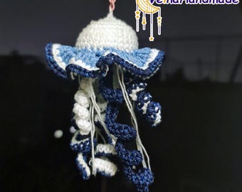 Cute Jellyfish Keychain, Amigurumi Toy, Stuffed Animal Keychains, Plush Bag Charms, Jellyfish Amigurumi, Animals Keyring, Plushie Keychain