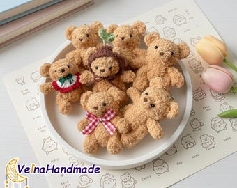 Teddy Bear Crochet Keychain, Amigurumi Bear Plush, Cute Toy, Animal Crochet, Teddy Bear Bag Charm, Bag Decor, Valentine Gift For Girl Friend