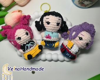Kpop Girls Amigurumi Crochet Doll, Rumi, Mira, Zoey, Crochet Keychain, Bag Charm, Bag Decor, Christmas Gifts, Kpop Girls Plush Toy Handmade