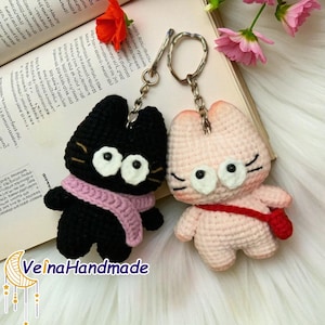 Crochet Cat Keychain: Handmade Amigurumi Bag Charm