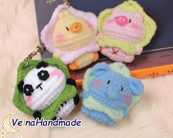 Cute Crochet Animal Keychains, Handmade Amigurumi Plush Bag Charm, Tiny Stuffed Animal Gifts, Friend Gift, Crochet Keychain, Crochet Dog Cat