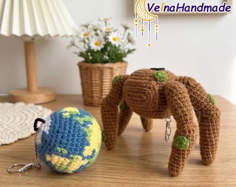 Rocky The Eridian Crochet Doll, Project Hail Mary Amigurumi, Alien Plush Toy, Rocky Holding Earth Keychain Handmade, Sci-fi Fan Gift For Him