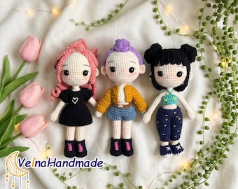 K-pop Amigurumi Doll Crochet, Rumi, Mira, Zoey Plushies, Baby Girl Crochet, Handmade Toy, Birthday Gift For Girl, Kpop Demon Girls, Kpop Fan
