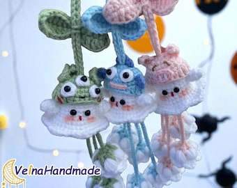 Cute Ghost Keychain, Crochet Bag Charm, Ghost Car Hanging, Halloween Decor, Car Mirror Hanging, Car Decor, Halloween Ornament, Gift For Girl